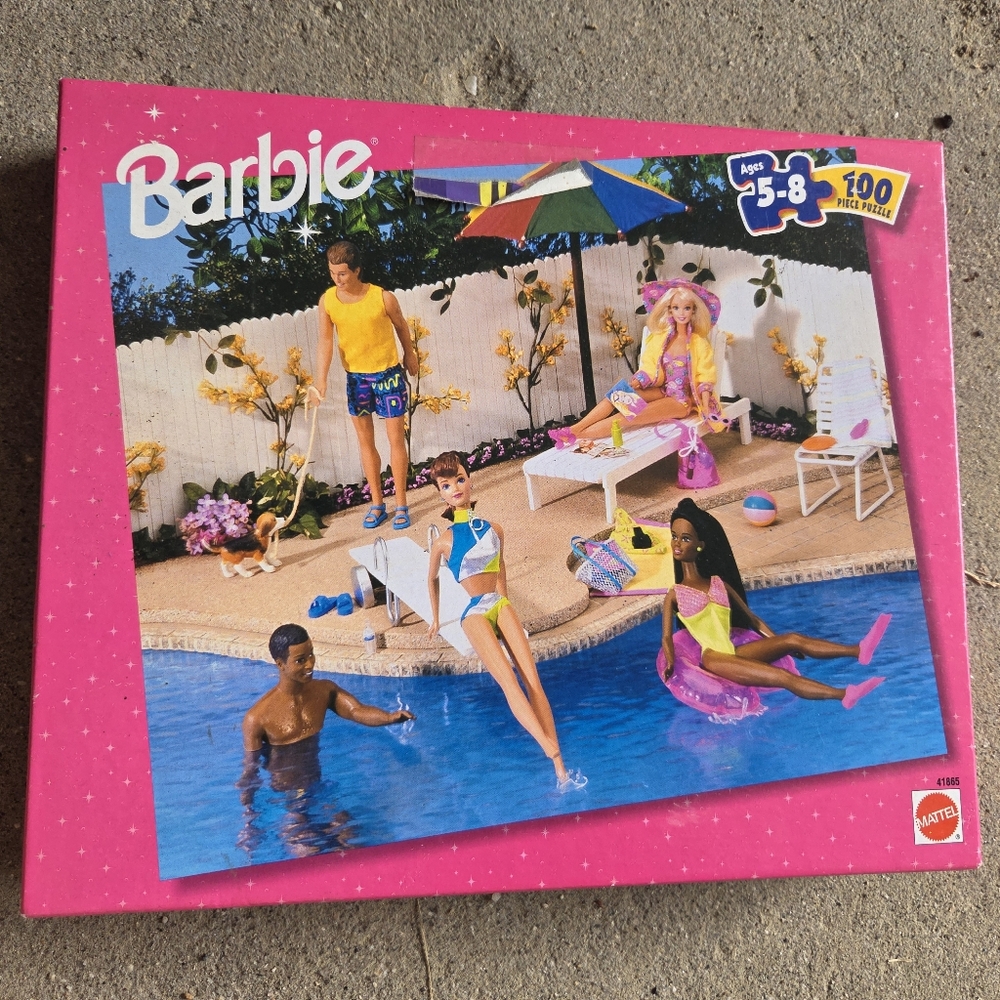 Vintage Barbie And Friends At The Pool RARE 1998 Puzzle, 100 Pieces By Mattel